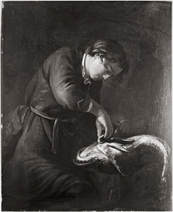 Михель Свертс (1618-1664). Товий с рыбой. Дерево, масло.