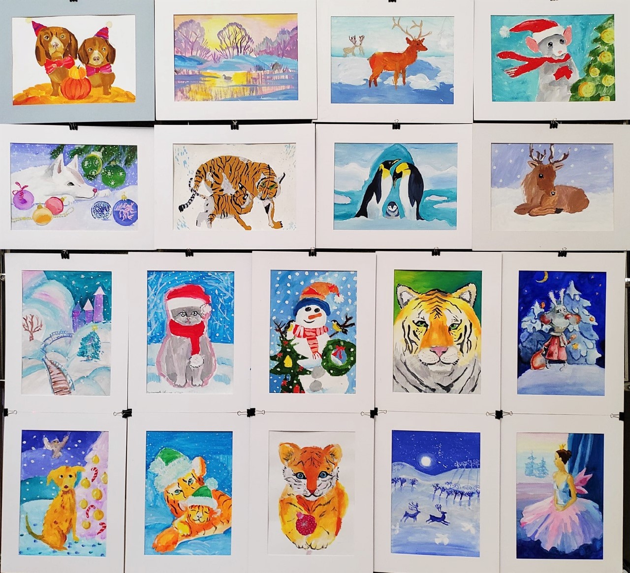 Зимняя выставка детского рисунка